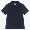 BOSS Boys Blue Cotton Logo Polo Shirt