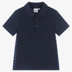 BOSS Boys Blue Cotton Logo Polo Shirt