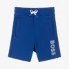 BOSS Boys Blue Cotton Logo Shorts