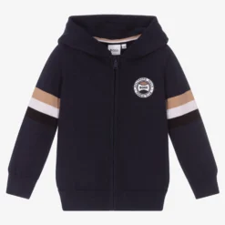 BOSS Boys Blue Knitted Zip-Up Hoodie