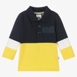 BOSS Boys Blue & Yellow Polo Shirt