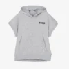 BOSS Boys Grey Cotton Short Sleeve Hoodie