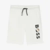 BOSS Boys Ivory Cotton Logo Shorts