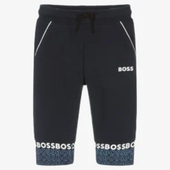 BOSS Boys Navy Blue Logo Joggers