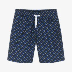BOSS Boys Navy Blue Logo Swim Shorts