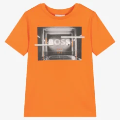 BOSS Boys Orange Cotton Logo T-Shirt