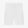 BOSS Boys White Cotton Bermuda Shorts
