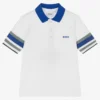 BOSS Boys White Cotton Piqué Logo Polo Shirt