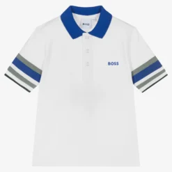 BOSS Boys White Cotton Piqué Logo Polo Shirt