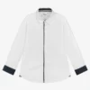 BOSS Boys White Logo Poplin Shirt