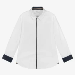 BOSS Boys White Logo Poplin Shirt