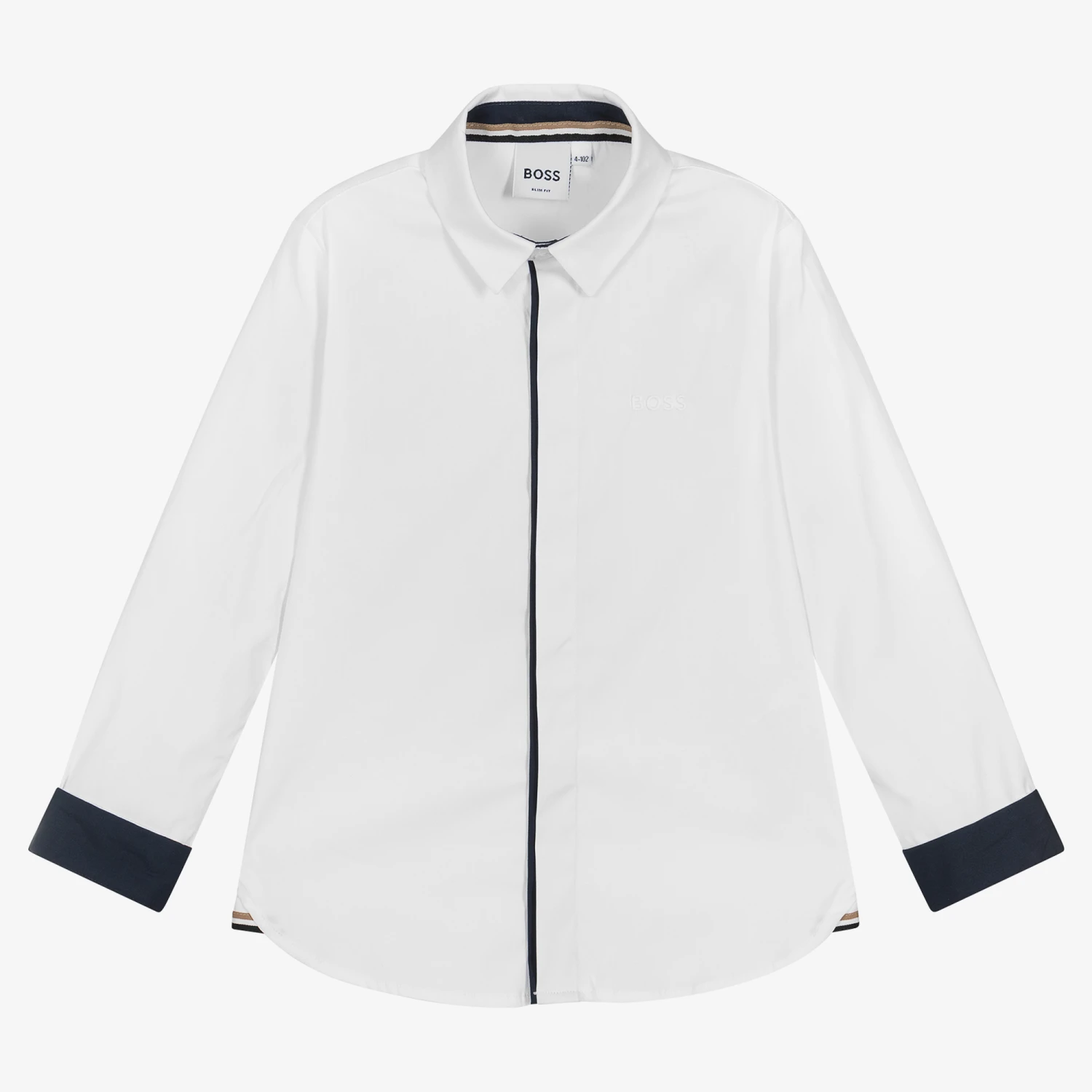 BOSS Boys White Logo Poplin Shirt 1 BOSS Boys White Logo Poplin Shirt
