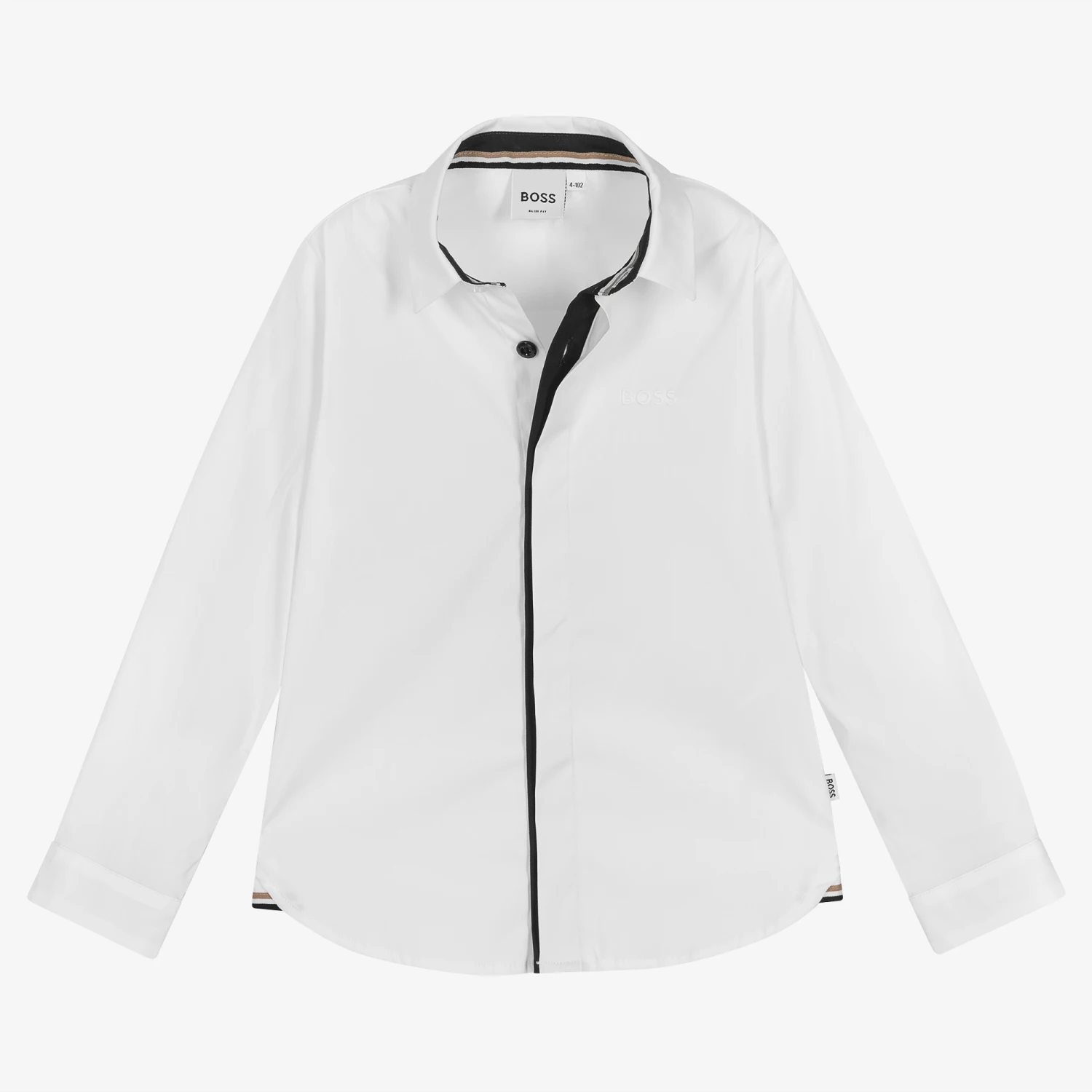 BOSS Boys White Logo Poplin Shirt 3 BOSS Boys White Logo Poplin Shirt - Image 3