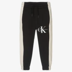 Calvin Klein Jeans Black & Beige Cotton Joggers