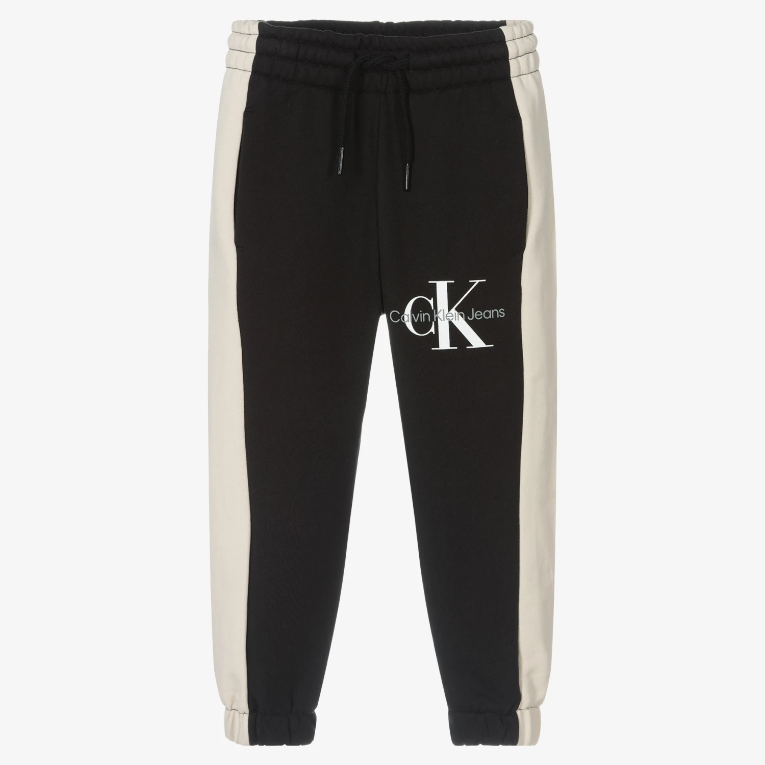 Calvin Klein Jeans Black & Beige Cotton Joggers 1 Calvin Klein Jeans Black & Beige Cotton Joggers