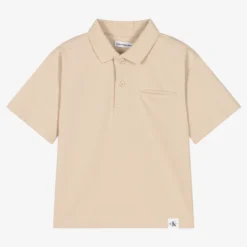 Calvin Klein Jeans Boys Beige Cotton Piqué Polo Shirt