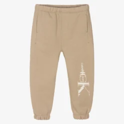 Calvin Klein Jeans Boys Beige Logo Joggers