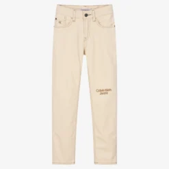 Calvin Klein Jeans Boys Beige Straight Fit Jeans