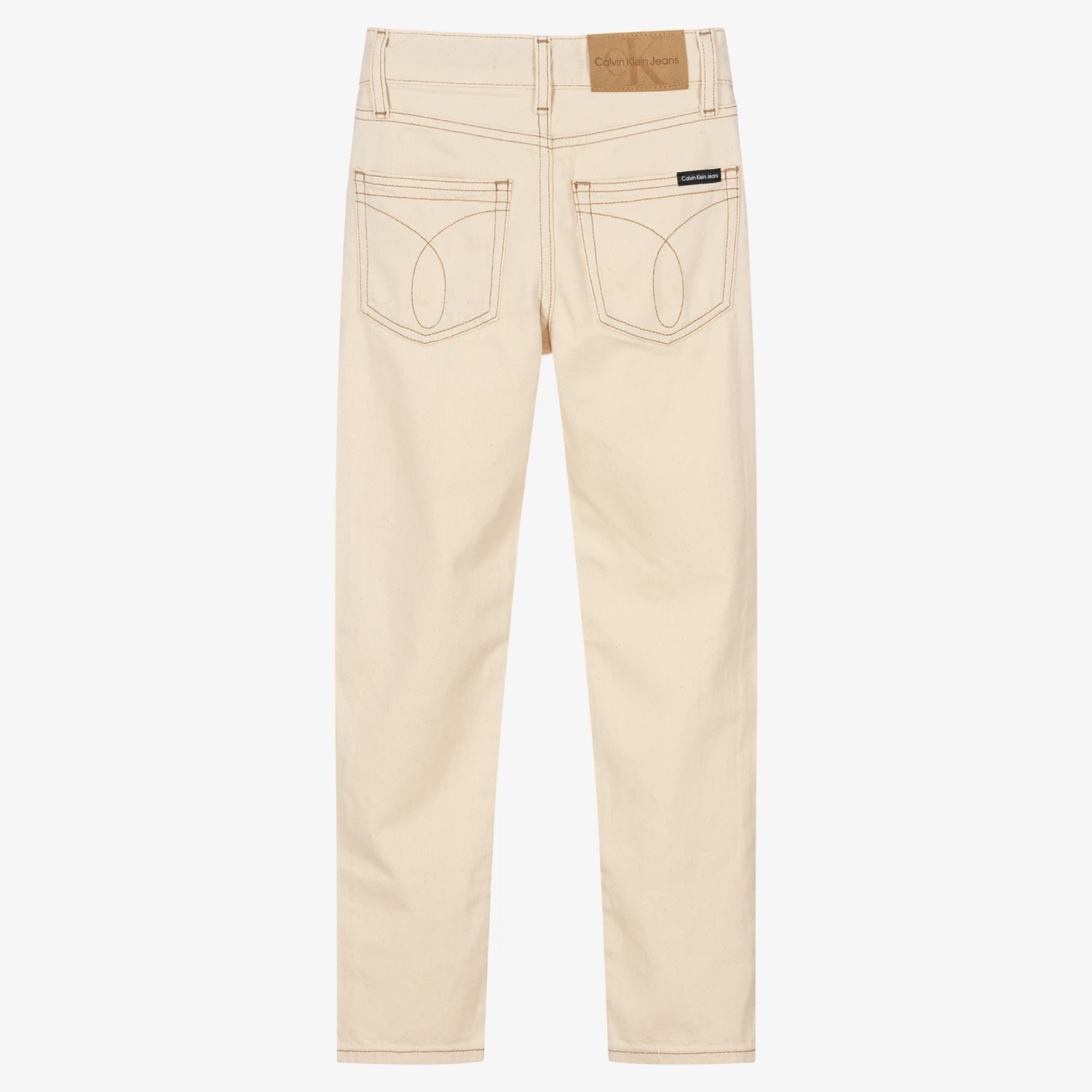 Calvin Klein Jeans Boys Beige Straight Fit Jeans 2 Calvin Klein Jeans Boys Beige Straight Fit Jeans - Image 2