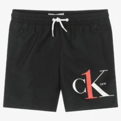 Calvin Klein Boys Black Logo Swim Shorts