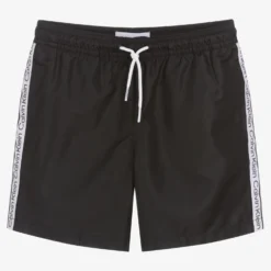 Calvin Klein Boys Black Logo Tape Swim Shorts