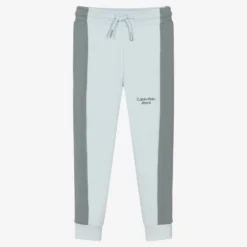 Calvin Klein Jeans Boys Blue & Grey Logo Joggers