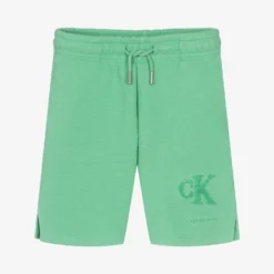 Calvin Klein Jeans Boys Green Piqué Logo Shorts