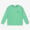 Calvin Klein Jeans Boys Green Piqué Logo Sweatshirt