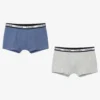 Calvin Klein Boys Grey & Blue Boxer Shorts