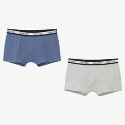 Calvin Klein Boys Grey & Blue Boxer Shorts