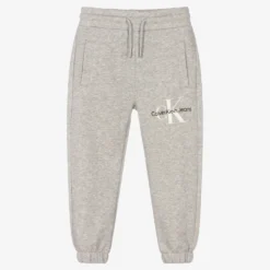 Calvin Klein Jeans Boys Grey Cotton Logo Joggers