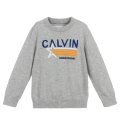 Calvin Klein Jeans Boys Grey Knitted Logo Sweater