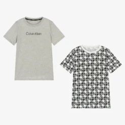Calvin Klein Boys Grey & White Logo T-Shirts (2 Pack)
