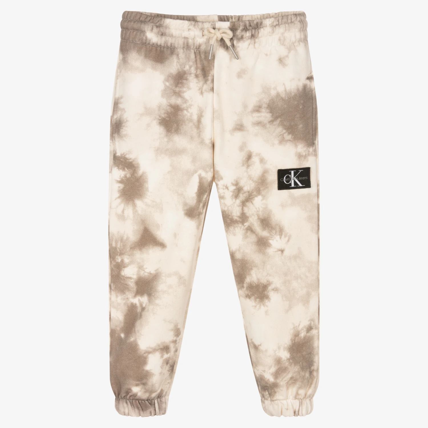 Calvin Klein Jeans Boys Ivory & Brown Cotton Tie-Dye Joggers 1 Calvin Klein Jeans Boys Ivory & Brown Cotton Tie-Dye Joggers