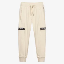 Calvin Klein Jeans Boys Ivory Logo Joggers