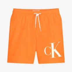 Calvin Klein Boys Orange Logo Swim Shorts