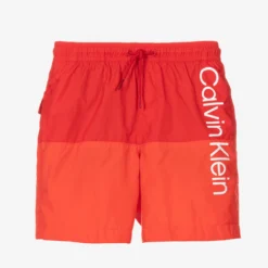 Calvin Klein Boys Red Logo Swim Shorts