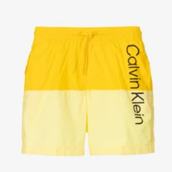 Calvin Klein Boys Yellow Logo Swim Shorts