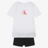 Calvin Klein White & Black Pyjama Shorts Set