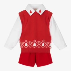Caramelo Kids Boys Red Festive Shorts Set
