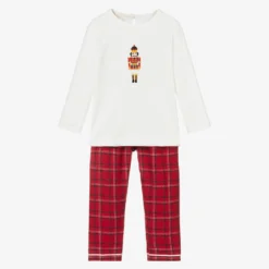 Caramelo Kids Ivory & Red Festive Pyjamas
