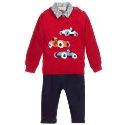 Caramelo Kids Red & Blue Trousers Set