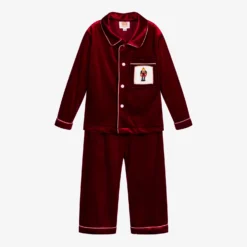 Caramelo Kids Red Velour Festive Pyjamas