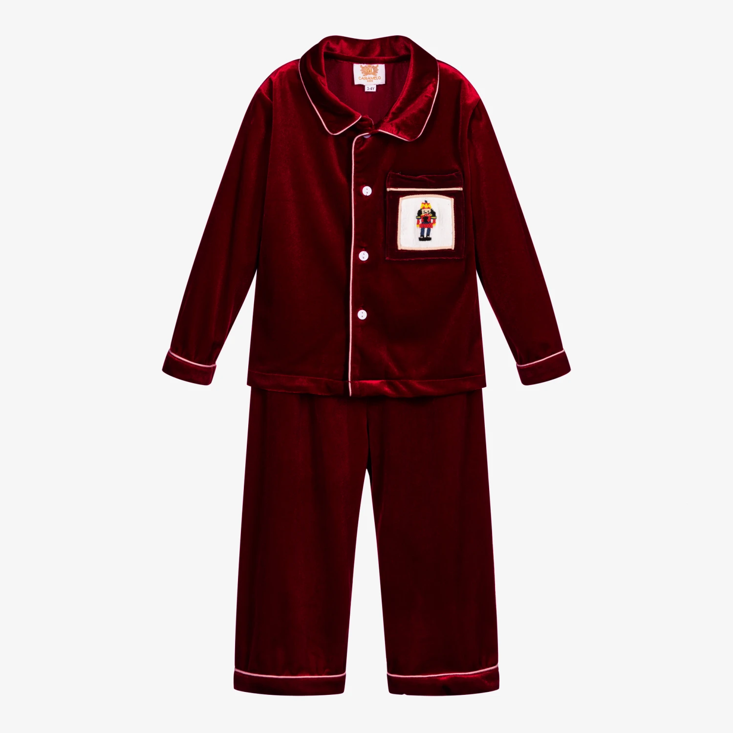Caramelo Kids Red Velour Festive Pyjamas 1 Caramelo Kids Red Velour Festive Pyjamas
