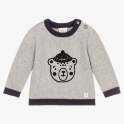 Carrement Beau Carrément Beau Boys Grey Knit Teddy Sweater