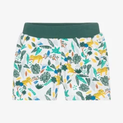 Carrement Beau Carrément Beau Boys White Cotton Jungle Print Shorts
