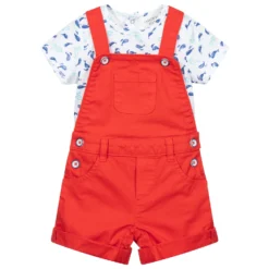 Carrement Beau Carrément Beau Red Dungaree Shorts Set