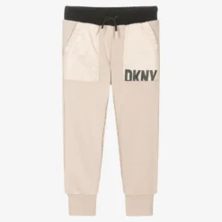 DKNY Boys Beige Logo Joggers
