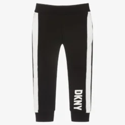 DKNY Boys Black Cotton Logo Joggers