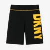 DKNY Boys Black Cotton Logo Shorts